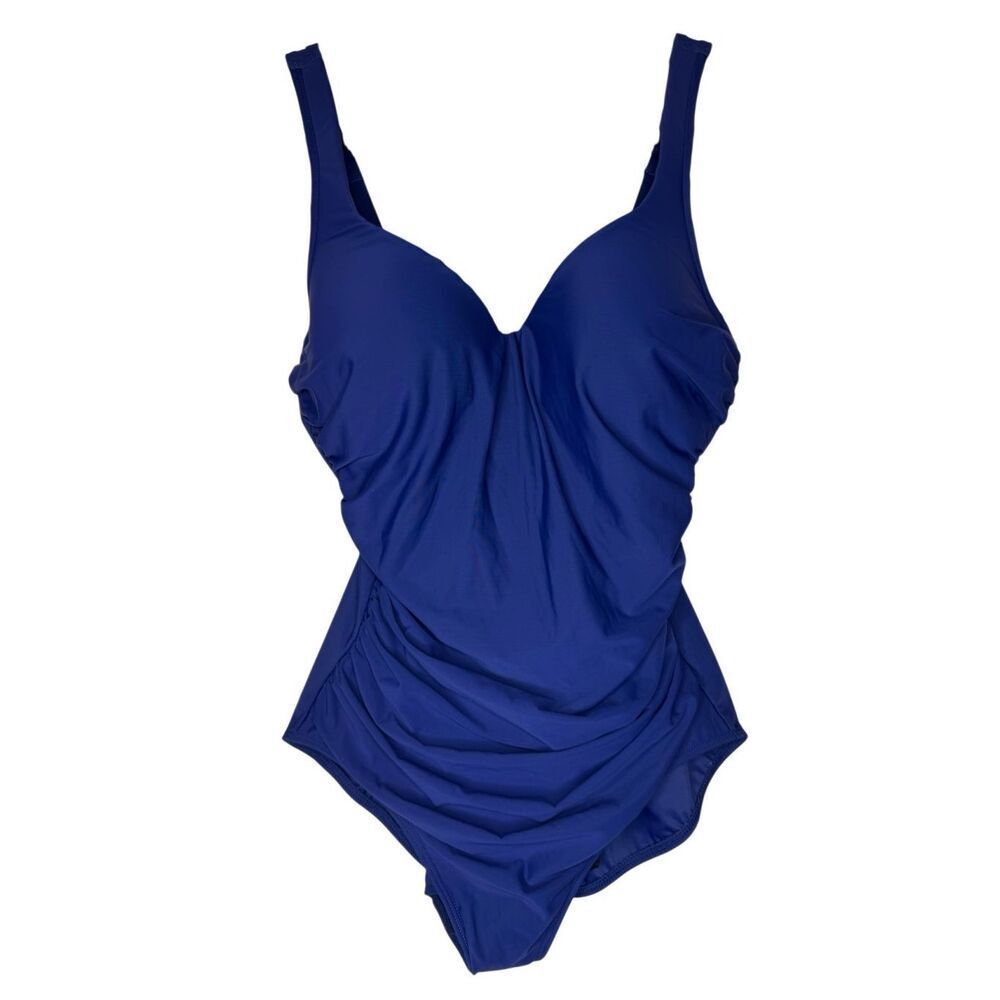 Talbots One Piece Swimsuit Royal Blue Ruched Size 16 Classic Modest Timeless